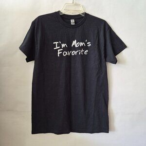 Gildan Mens Womens M Black White Short Sleeve I'm Mom's Favorite Cotton T-Shirt